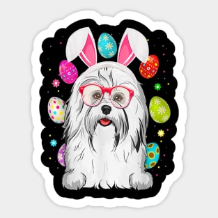 Lovely Havanese Dog Bunny Happy Easter's Day Sticker